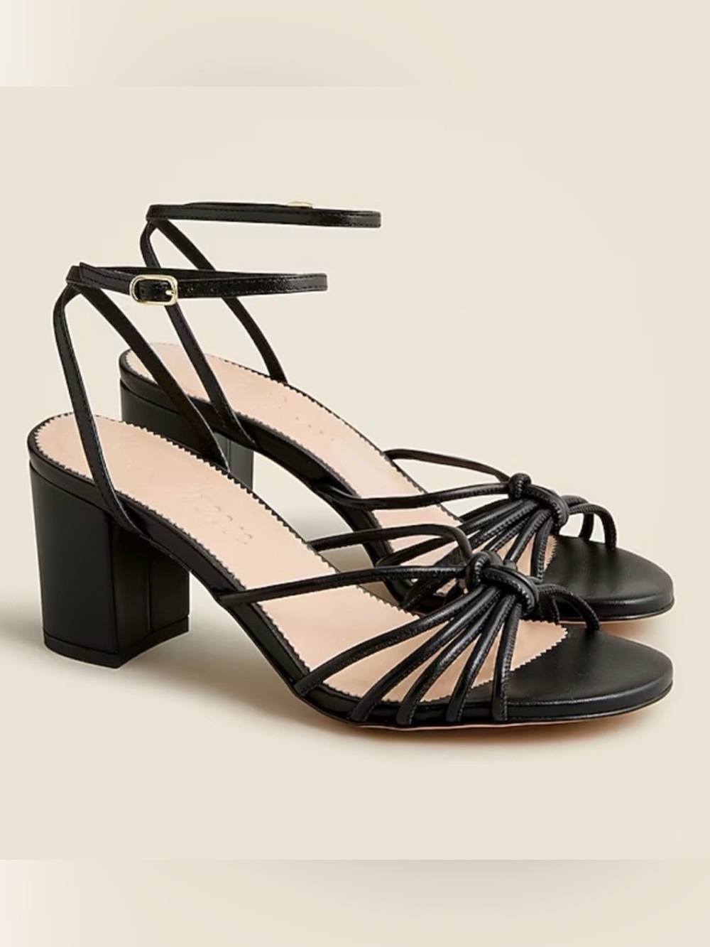 J Crew Lucie Strappy Block Heel Sandal in Italian Leather Black Women's 7.5